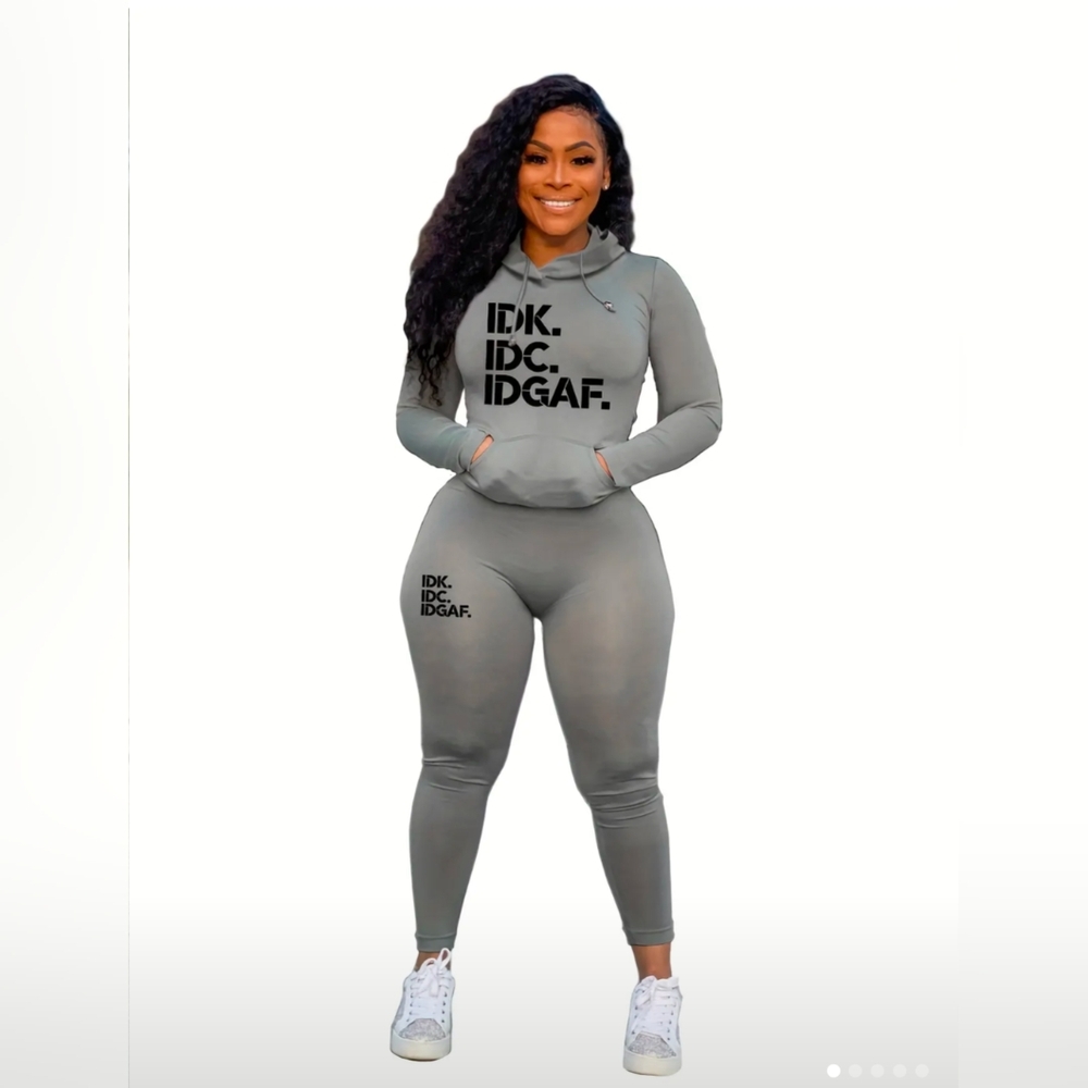 NEW! Sporty Kangaroo pocket Print Letter Hoodie 2 piece set 2XL